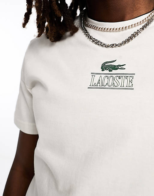 ASOS Weiß T-Shirt auf – | Brust in mit Logo der Lacoste