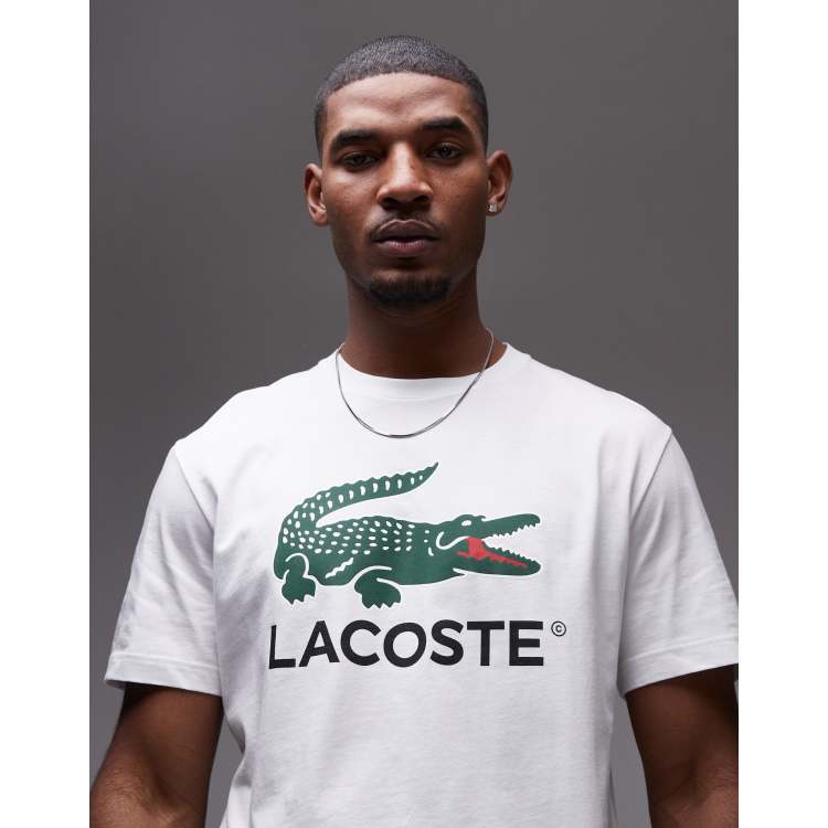 Lacoste t-shirt in white with big classic croc logo print ASOS