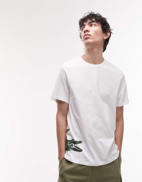 Lacoste t-shirt in white with placement logo - view 1