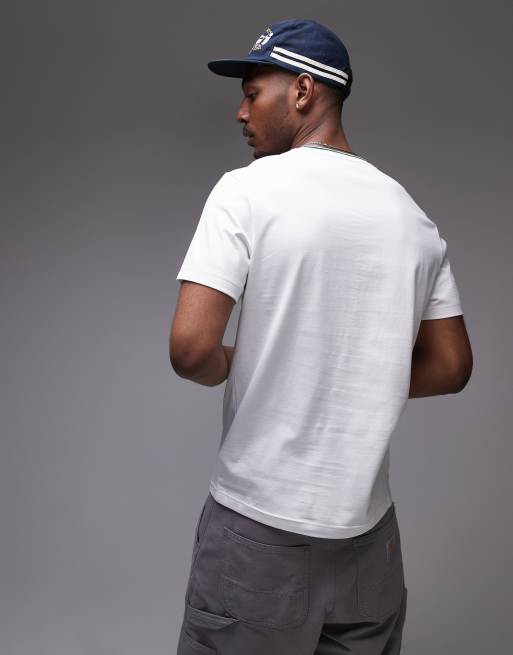Lacoste - T-shirt in wit met een gekleurd randje aan de hals, 4 van 4