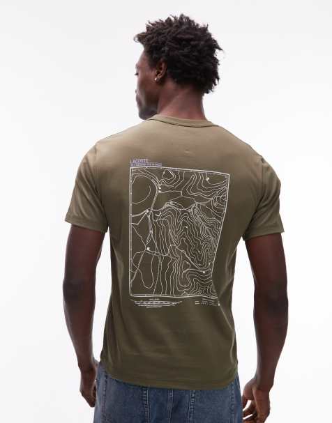 Lacoste - T-shirt kaki con grafica sul retro - view 1