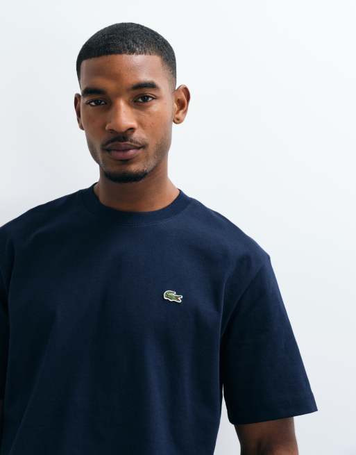 Lacoste T-shirt logo vestibilità squadrata navy, 3 di 5