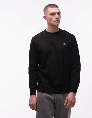 Lacoste - T-shirt manches longues à logo - Noir