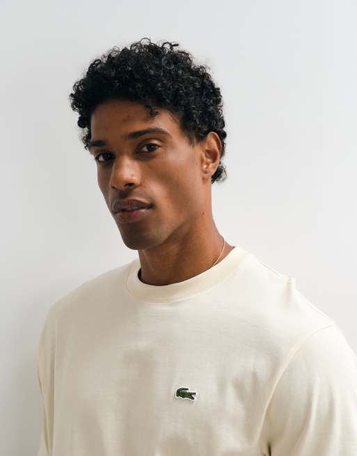 Lacoste t-shirt med korta ärmar och logga i beige, 3 av 5