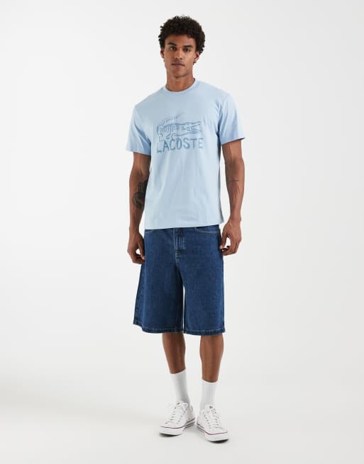 Lacoste - T-shirt met grafische logoprint in blauw, 2 van 5