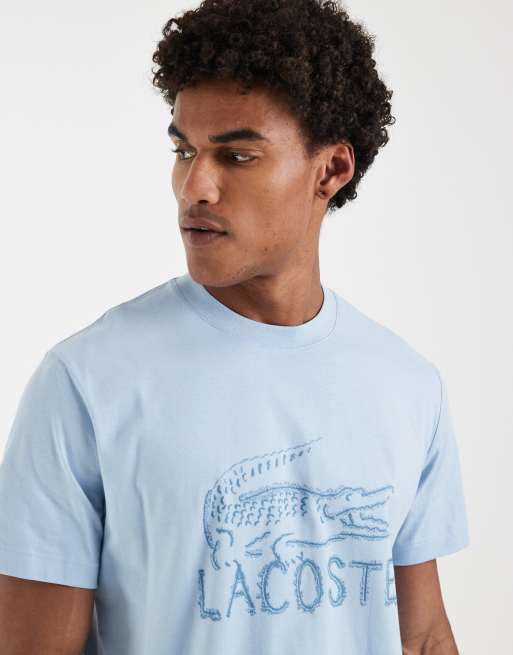 Lacoste - T-shirt met grafische logoprint in blauw, 3 van 5