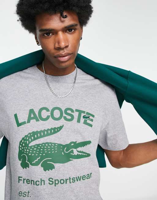 Lacoste - T-shirt met groot logo in grijs