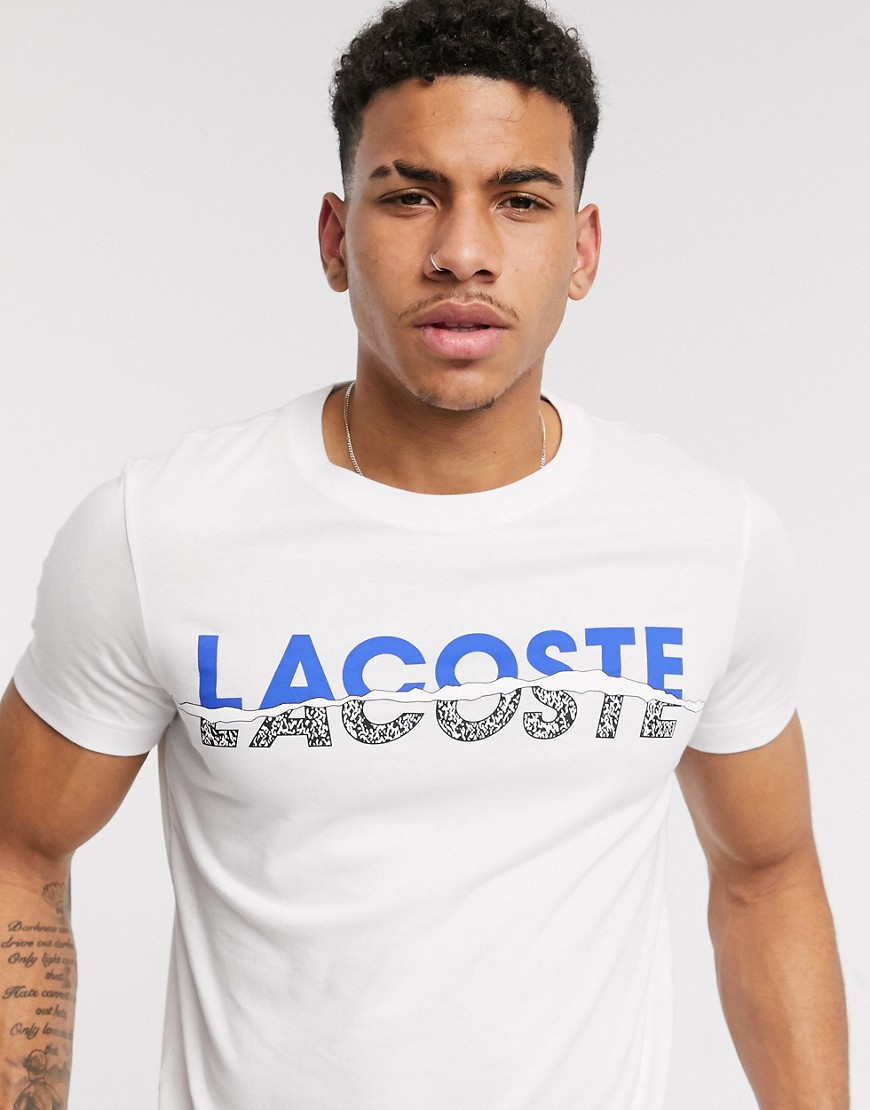 Lacoste - T-shirt met groot tekstlogo op de borst in wit