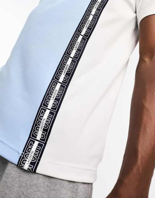 Lacoste - T-shirt met kleurvlakken in lichtblauw en wit, 3 van 4