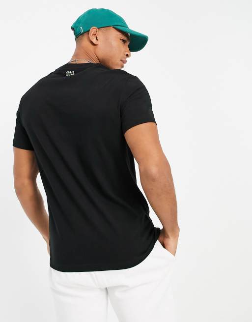 Lacoste - T-shirt met krokodillenlogo op de borst in zwart, 2 van 4