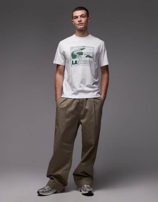 Lacoste - T-shirt met krokodillenprint op de borst in wit, 2 van 5