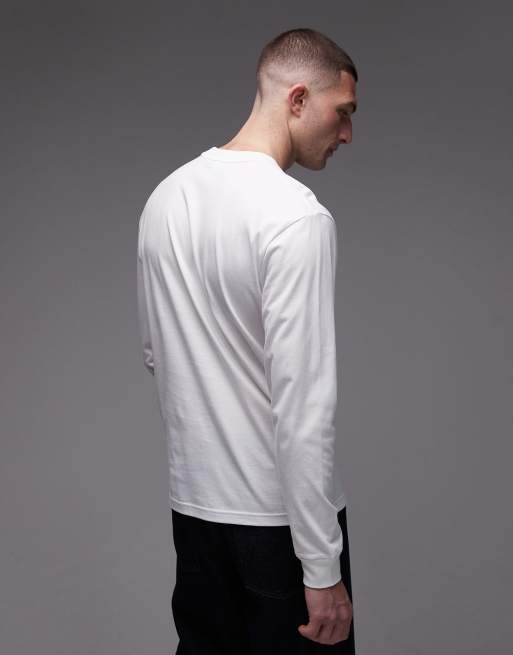 Lacoste - T-shirt met lange mouwen en logo in wit, 4 van 5