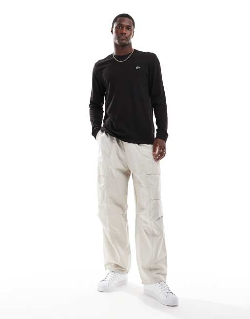 Lacoste - T-shirt met lange mouwen en logo in zwart, 3 van 4