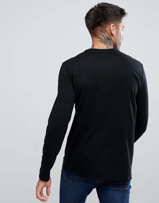 Lacoste - T-shirt met lange mouwen en logo in zwart, 2 van 4