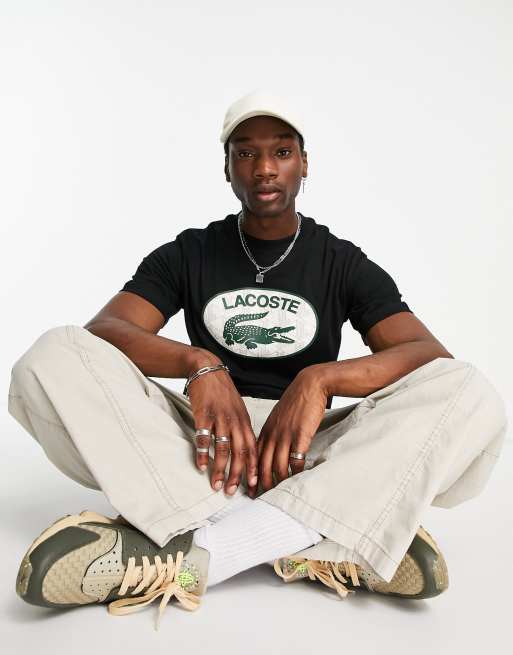 Lacoste - T-shirt met ovaalvormig logo in zwart