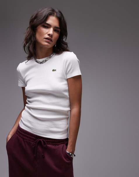 Lacoste - T-shirt met ronde hals en korte mouwen in wit - view 1