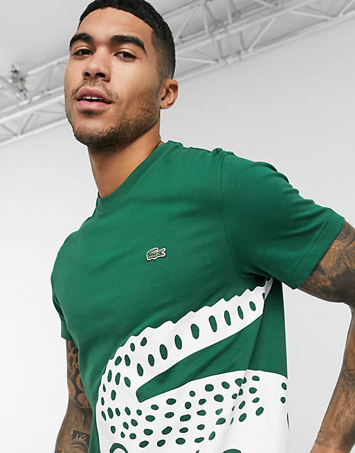 Lacoste – T-Shirt mit großem Krokodilprint in Grün | ASOS