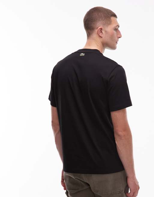 Lacoste - T-shirt nera con logo con coccodrillo, 3 di 5