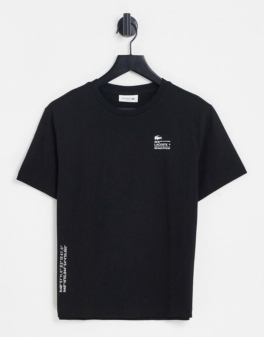 lacoste - t-shirt nera con logo-nero