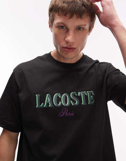 Lacoste - T-shirt nera con logo, 4 di 5