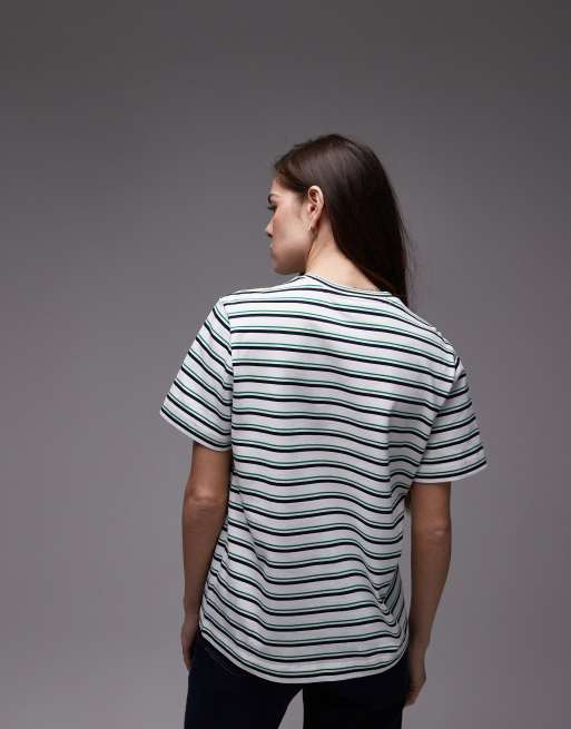 Lacoste - T-shirt oversize à rayures horizontales - Vert/noir/blanc, 4 de 4
