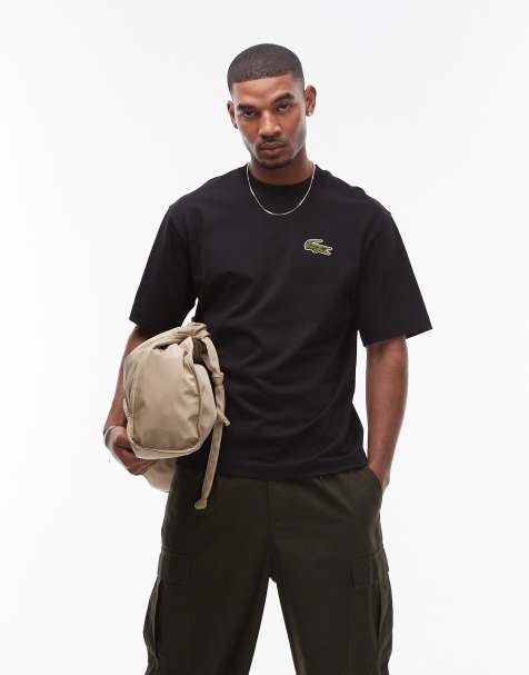 Lacoste - T-shirt oversize avec grand logo brodé - Noir - view 1