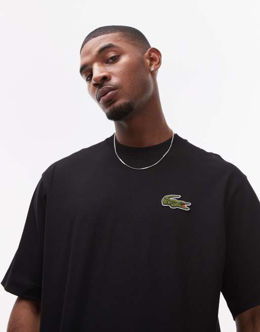 Lacoste T shirt oversize avec grand logo brode Noir