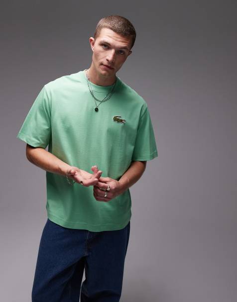 Lacoste - T-shirt oversize avec grand logo brodé - Vert - view 1