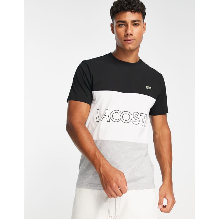 Lacoste T shirt pesante color block nera con logo ASOS