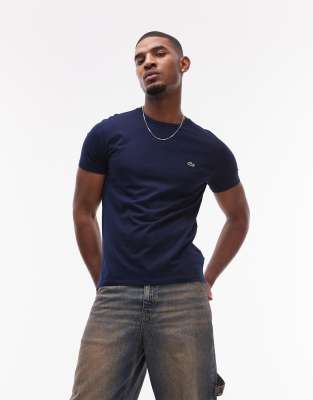 Lacoste - T-shirt ras de cou basique à logo - Bleu marine