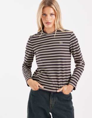 T-shirt rayé à manches longues - Marron-Brown 34