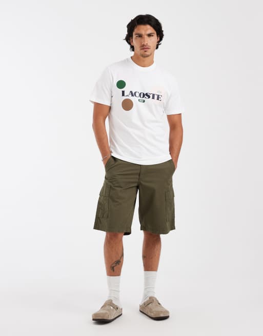 Lacoste t-shirt regular fit con logo grafico bianco, 2 di 5