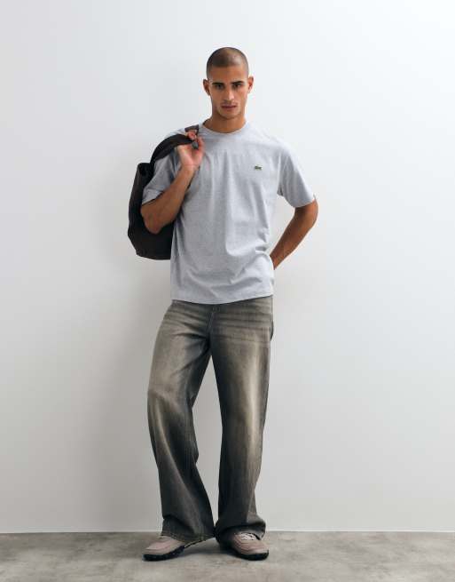 Lacoste T-shirt squadrata con logo grigia, 2 di 5