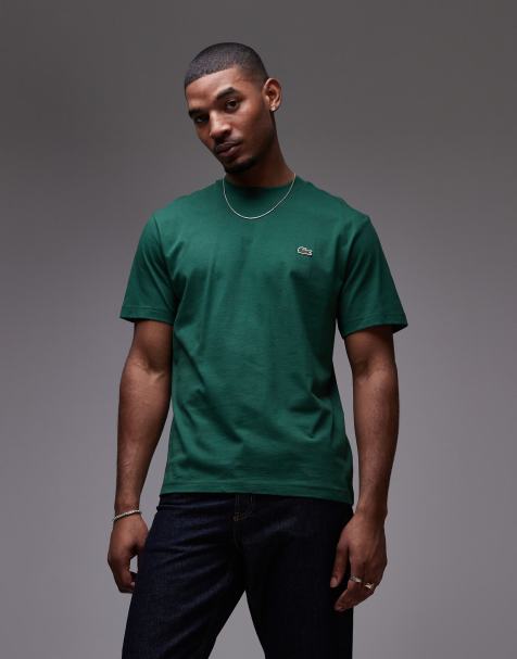Lacoste - T-shirt squadrata verde scuro di media pesantezza - view 1