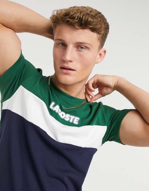 Green and white lacoste sales shirt