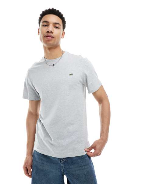 Lacoste t-shirt with croc in grey - view 1