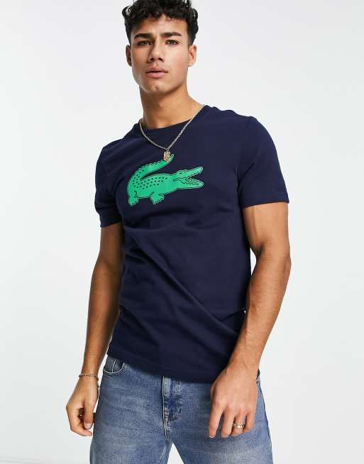 Lacoste T-shirt with large croc in navy | ASOS