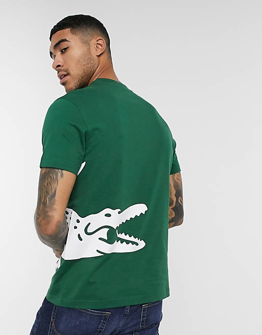 Lacoste t-shirt with large croc print in green | ASOS