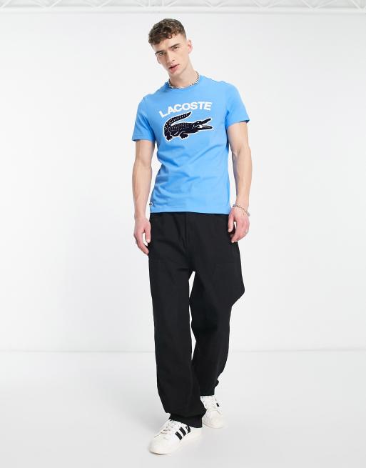 Lacoste t-shirt with large logo and croc in blue