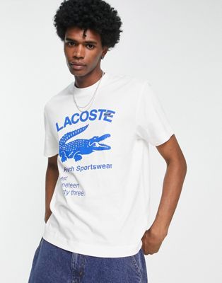 Lacoste t-shirt with large logo and croc in white - ASOS Price Checker