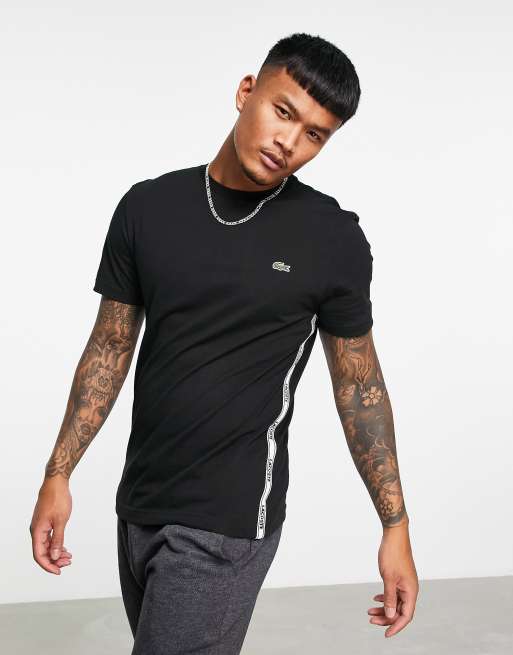 Lacoste t Shirt with side taping in black