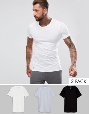 lacoste 3 pack v neck t shirts