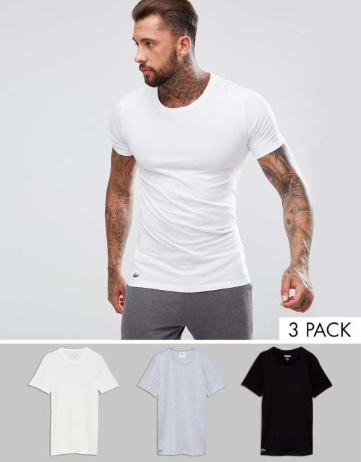 køkken tilfredshed Godkendelse Lacoste t-shirts essentials 3 pack in slim fit with crew neck | ASOS