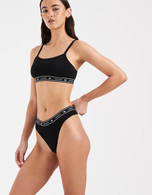 Lacoste – Tanga in Schwarz mit Logobund, 4 von 4