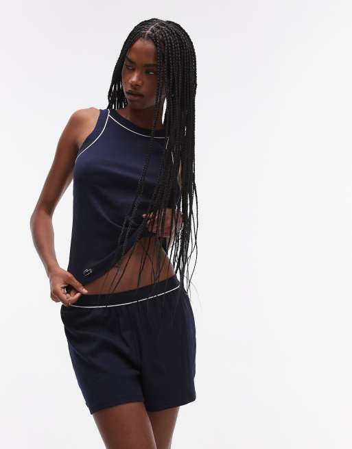 Lacoste tank top and shorts pajama set in navy