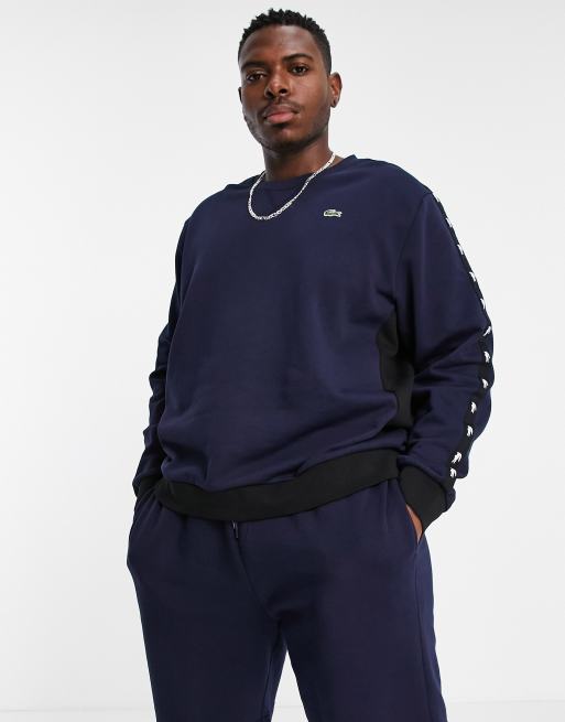 Lacoste tonal tape sales crew sweatshirt