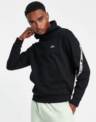 Lacoste taped hoodie in black - ASOS Price Checker