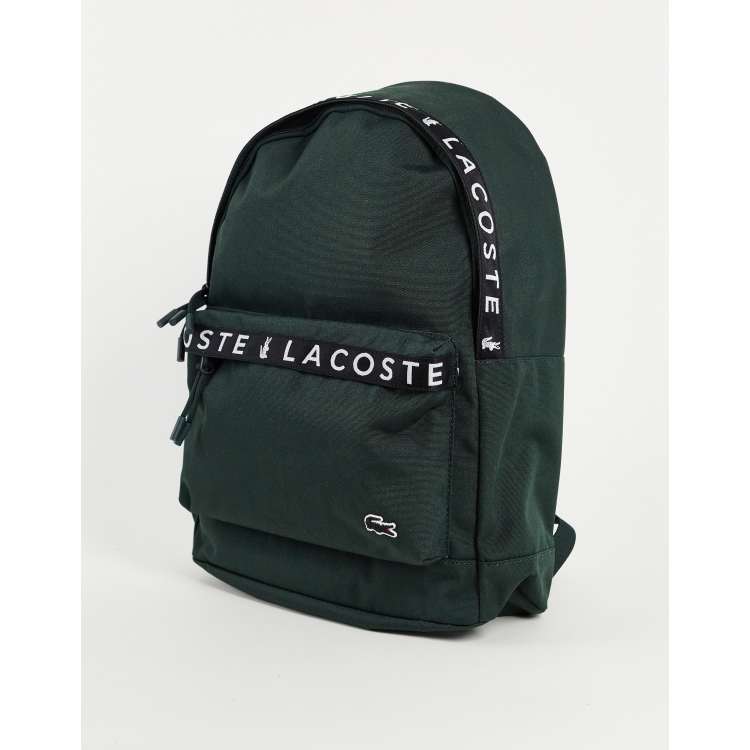 Lacoste taped logo backpack in khaki