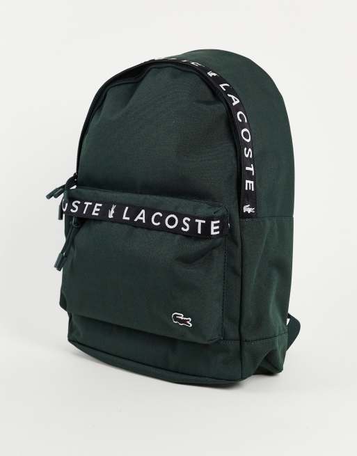 Lacoste taped logo backpack in khaki