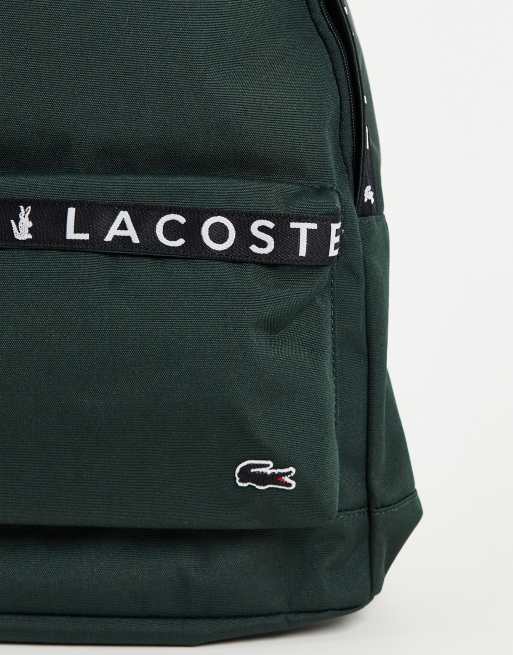 Lacoste taped logo backpack in khaki